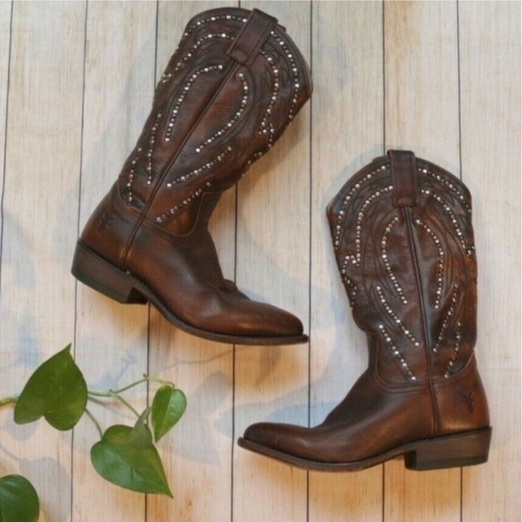Frye Billy Stud Pull On Cowboy Boots